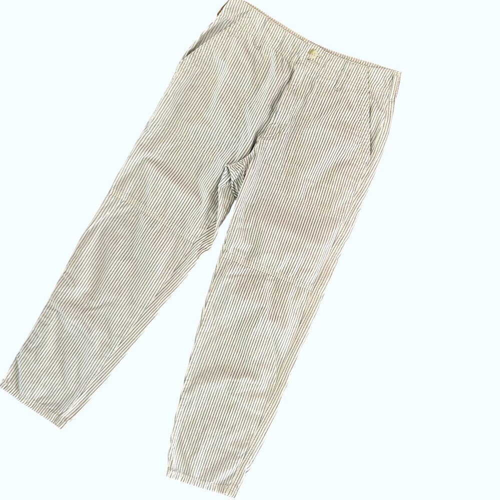American Eagle Pin Striped Casual Chinos Soft Denim Wide Leg Pants Size 6 Preppy